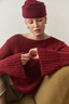 GABRIELLE ALPACA CARDIGAN BURGUNDY
