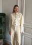 JEANS FRINGE JACKET BEIGE