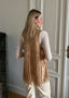 SUEDE FRINGE VEST CAMEL AND BLUE