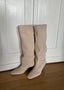 KITTEN HEELS BOOTS SUEDE BEIGE