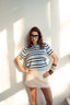 RETRO STRIPE KNIT POLO BLUE
