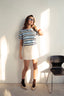 RETRO STRIPE KNIT POLO BLUE