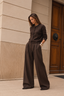 Chocolate Pinstripe Wool Trousers