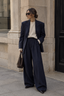 Midnight Navy Oversized Wool Trousers