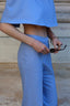 BLUE STRAIGHT-LEG TROUSERS