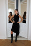 VELVET ASYMMETRICAL DRESS BLACK