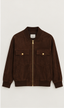 Oversized Suede Bomber Jacket – Chocolate