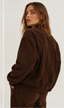Oversized Suede Bomber Jacket – Chocolate