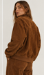 Oversized Suede Bomber Jacket – Caramel
